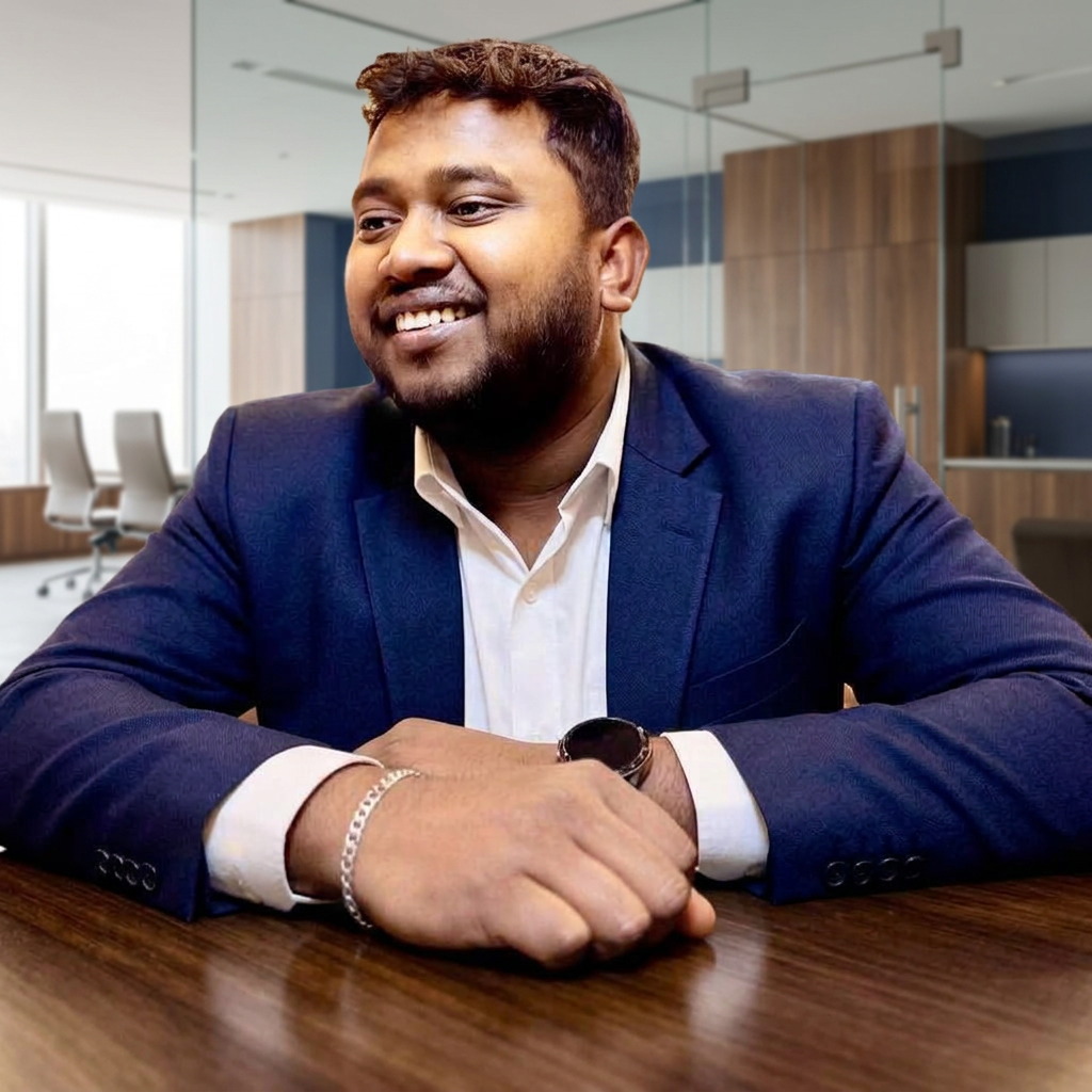 Rifat Uddin smiling in professional business attire